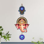 Artvibes Shree Ganesha Nazar Raksha Wall Hanging for Home Entrance | Evil Eye Protection Decor for Living Room Bedroom Office Temple | Positive Energy Spiritual MDF Decorative Gift Item (WH_8563N)