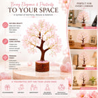 LXOMES Rose Quartz Crystal Tree, with Natural Gemstone and Golden Wire, 10