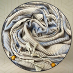 FAHABO Scarf Woman Pleated Stripes Woven Cotton Scarves with Tassels | Hijab Scarf | Headscarf | Neck Scarf | Stoles | Wraps (Beige with Blue Stripes)