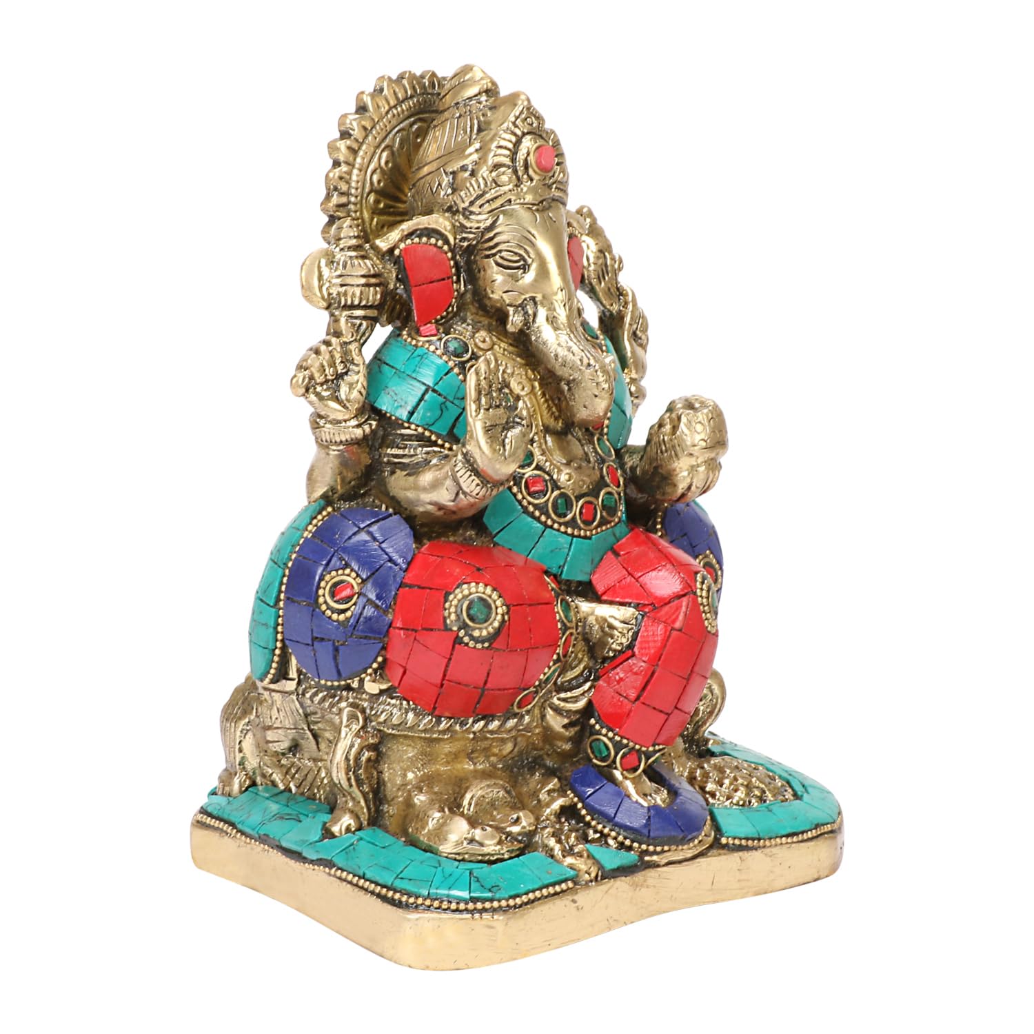 ARTVARKO Brass Ganesh Murti Ganesha Idol Ganpati Bhagwan Statue for Home Decor Puja and Gift Height 6.5 Inch