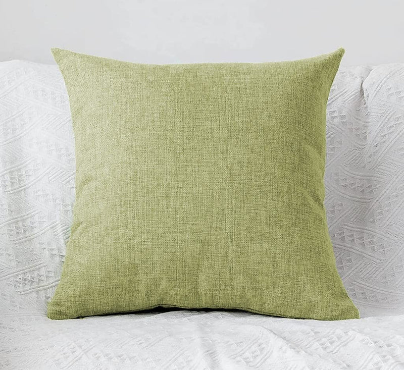 Khooti Decorative Jute Square Cushion Cover Throw Pillow Cover for Living Room Couch Diwan Single Seater Sofa, Modern Boho Small 12 x 12 Inches / 30 x 30 cm (Colour - Apple Green)(Set of 1 piece)