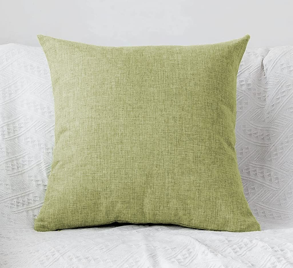 Khooti Decorative Jute Square Cushion Cover Throw Pillow Cover for Living Room Couch Diwan Single Seater Sofa, Modern Boho X-Large 32 x 32 Inches / 80 x 80 cm (Colour - Apple Green)(Set of 1 piece)