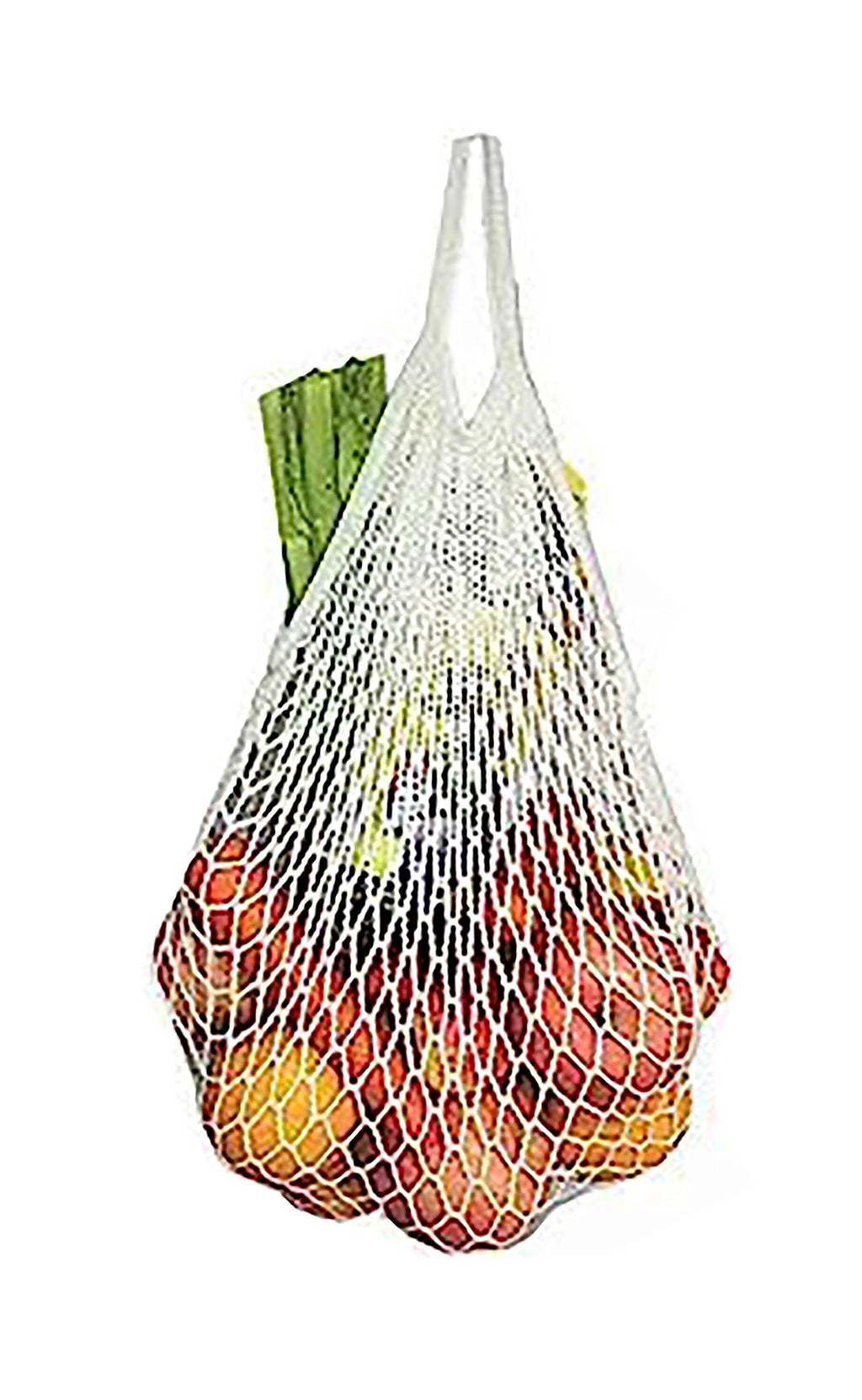 MSK Looms Eco Friendly Light Weight Cotton Net String Bag with Short Handle, Reusable Produce Bag for Fruits and Vegetable - White