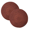 SAPROSE® Polypropylene Multipurpose Braided Round Table Mat (2 PCS Pack, 40 cm), Dinning placemats, Side Tablemat, Doilies, Machine Washable (15.5 Dia., Burgandy-Tan Melange) Kafalo