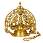 Artvarko Brass Gajlaxmi Elephant Diya Chain Wall Hanging Idol for Pooja Oil Deepam for Home Decor Puja Decorative Deepak Temple Gift Decor 33 Inch