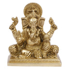 ARTVARKO Brass Lord Ganesha Murti in Resting Blessing Sitting Ganesh Bhagwan Idol Ganpati Metal Statue for Home Office Entrance Décor Pooja Marriage Gift 5 Inch