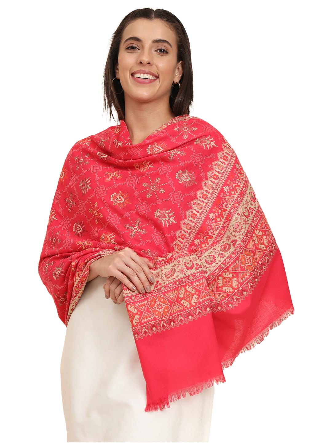 Pashmoda Women Zarif Woven Design Jamawar Shawl (Size 101X203 CM)