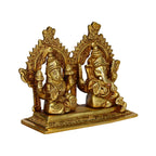 ARTVARKO Brass Ganesha Laxmi Ganesh Lakshmi Bhagwan Idol Sitting Ganpati Murti Metal Statue for Home Office Success Entrance Décor Diwali Pooja Good Luck Gift(4.5x3.75 Inch)