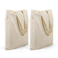 Cotton Tote Bag for Women with Zipper, Plain Canvas Tote Bag for Painting & DIY, Reusable Eco-Friendly Bag for Shopping, School & Gym – 2 Pcs