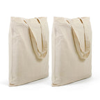 Cotton Tote Bag for Women with Zipper, Plain Canvas Tote Bag for Painting & DIY, Reusable Eco-Friendly Bag for Shopping, School & Gym – 2 Pcs