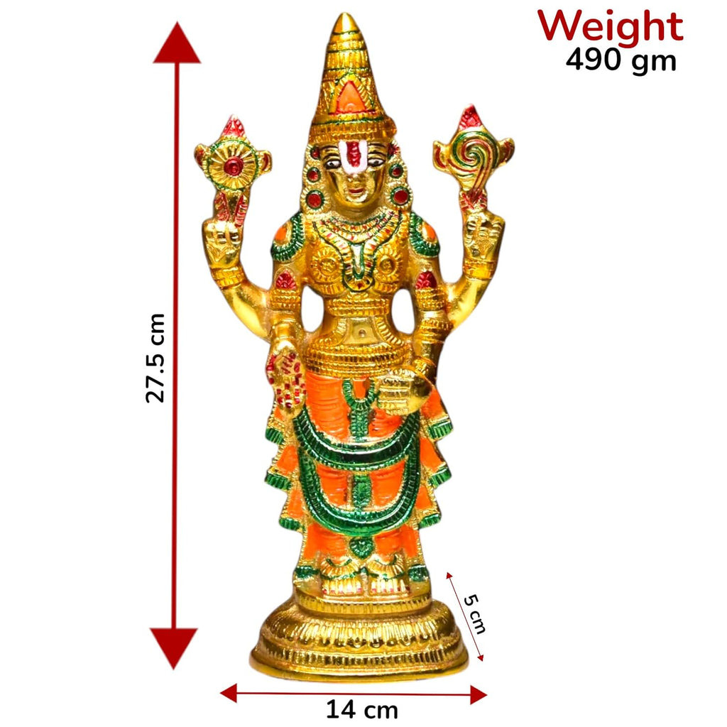 KridayKraft Aluminium Handicrafts Lord Tirupati Balaji Venkateswara Statue, Tirupati Balaji God Idol (Muliticolor)