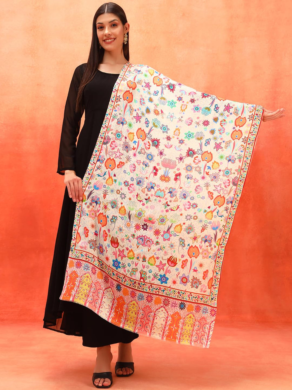 Pashmoda Women Royal Embers Fine Soft Bamboo Fibre Stole (Size 28x80in, 71x203cm) ISST33
