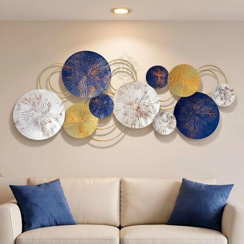 DSH CRAFTING YOUR CURIOSITY Metal Wall Art Wall Sculpture Wall Hanging Showpiece Perfect For Home (18-Circle-Blu)