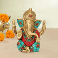 ARTVARKO Brass Ganesha Bhagwan Idol God Ganesh Ganpati Sitting Statue Idol Sculpture for Home D?cor Office Gift Height 4.5 Inch