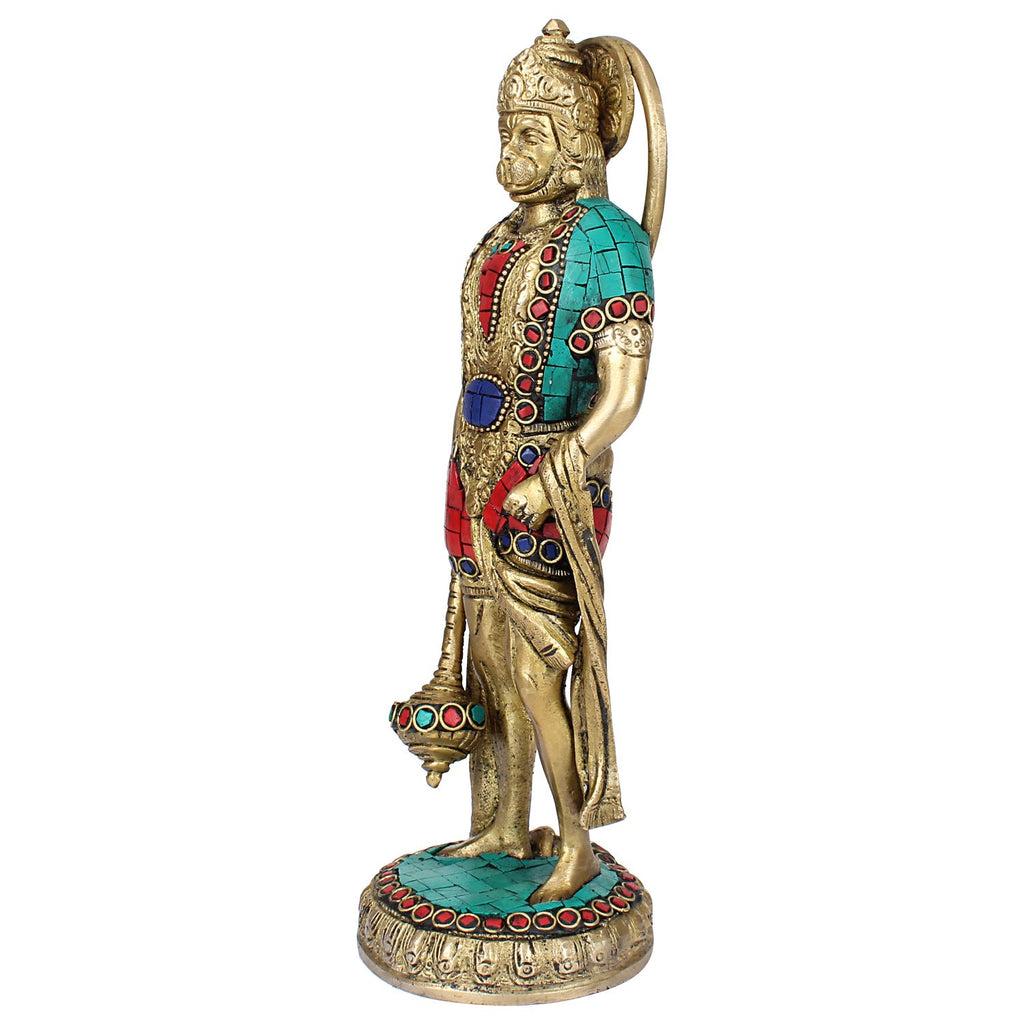 SVARUP Brass Hanuman Ji Murti Lord Balaji Bajrangbali Bahubali Sankat Mochan Bhagwan Idol Multicolor Height 10 Inches
