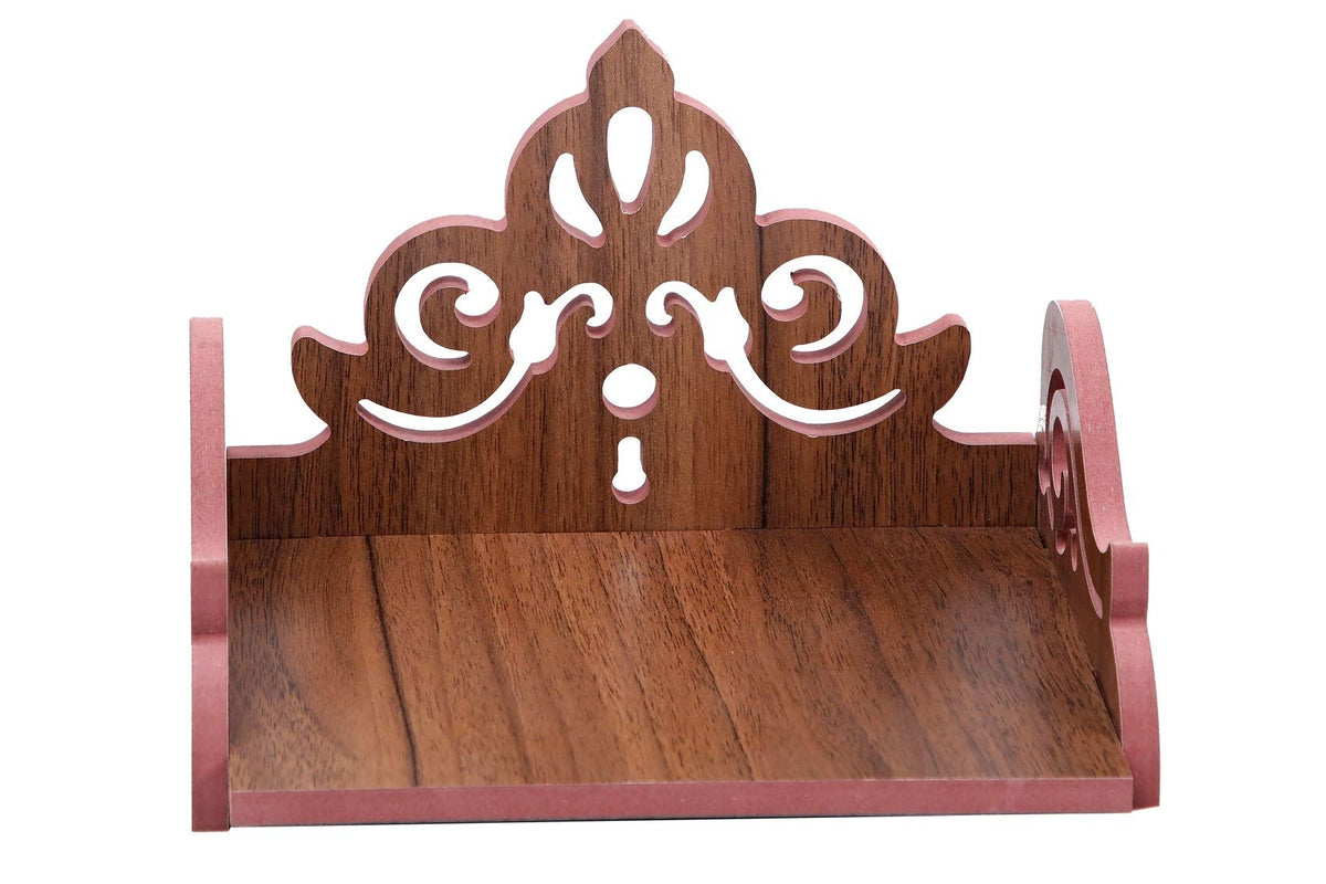 MS ENTERPRISE Wooden Singhasan Temple for God, Laddu Gopal Sinhasan for Pooja Mandir, Singhasan for Diwali, Durga Pooja, Navratri, Ganesh Chaturthi - Multicolor (5.5 * 6 * 8 Inch) (Brown)
