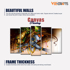 VIBECRAFTS A Beautiful Krishna Playing Bansuri 5 Pieces Canvas Wall Painting For Home|Office|Living Room|Gift (PTVC5Pcs2_6505)