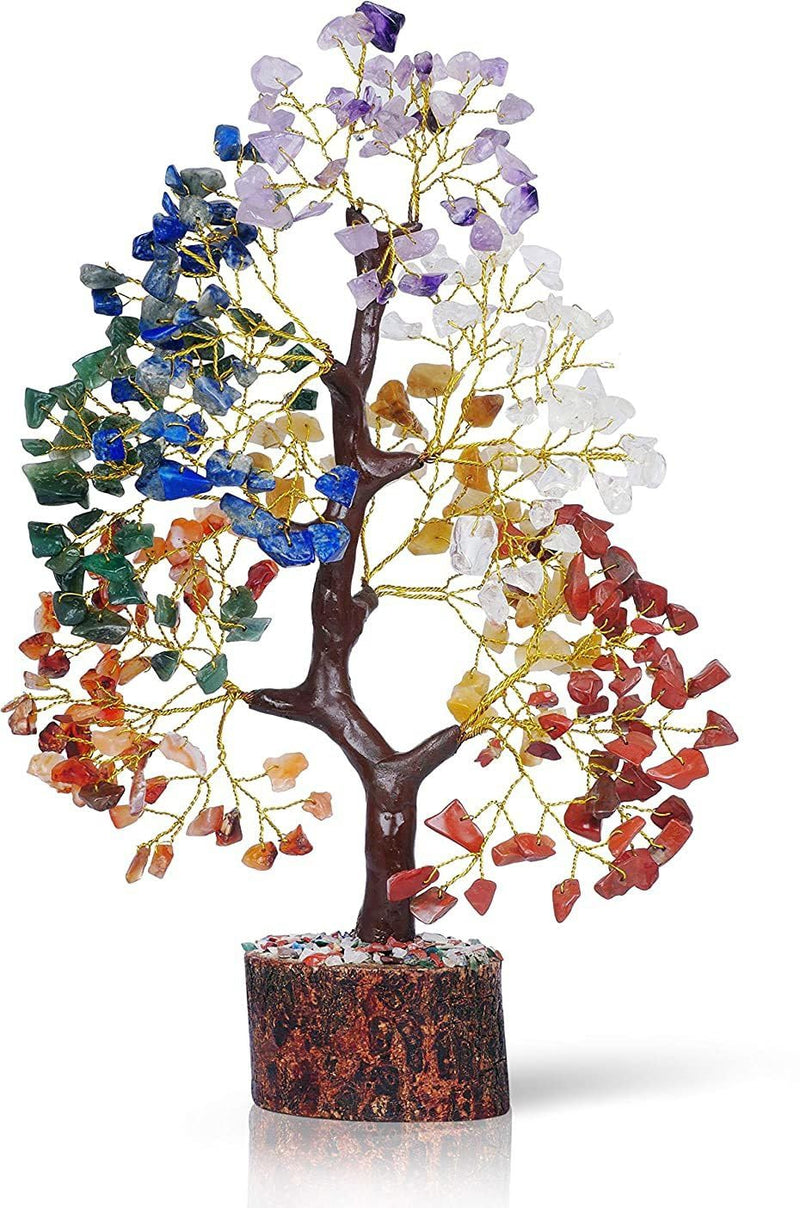 Viyona Fashion Seven Chakra Crystals and Gemstones, Seven Chakra Crystal Tree Showpiece for Good Luck Home Decor Item Bonsai Money Tree Plant Gift Item - Multicolor, 1 Piece
