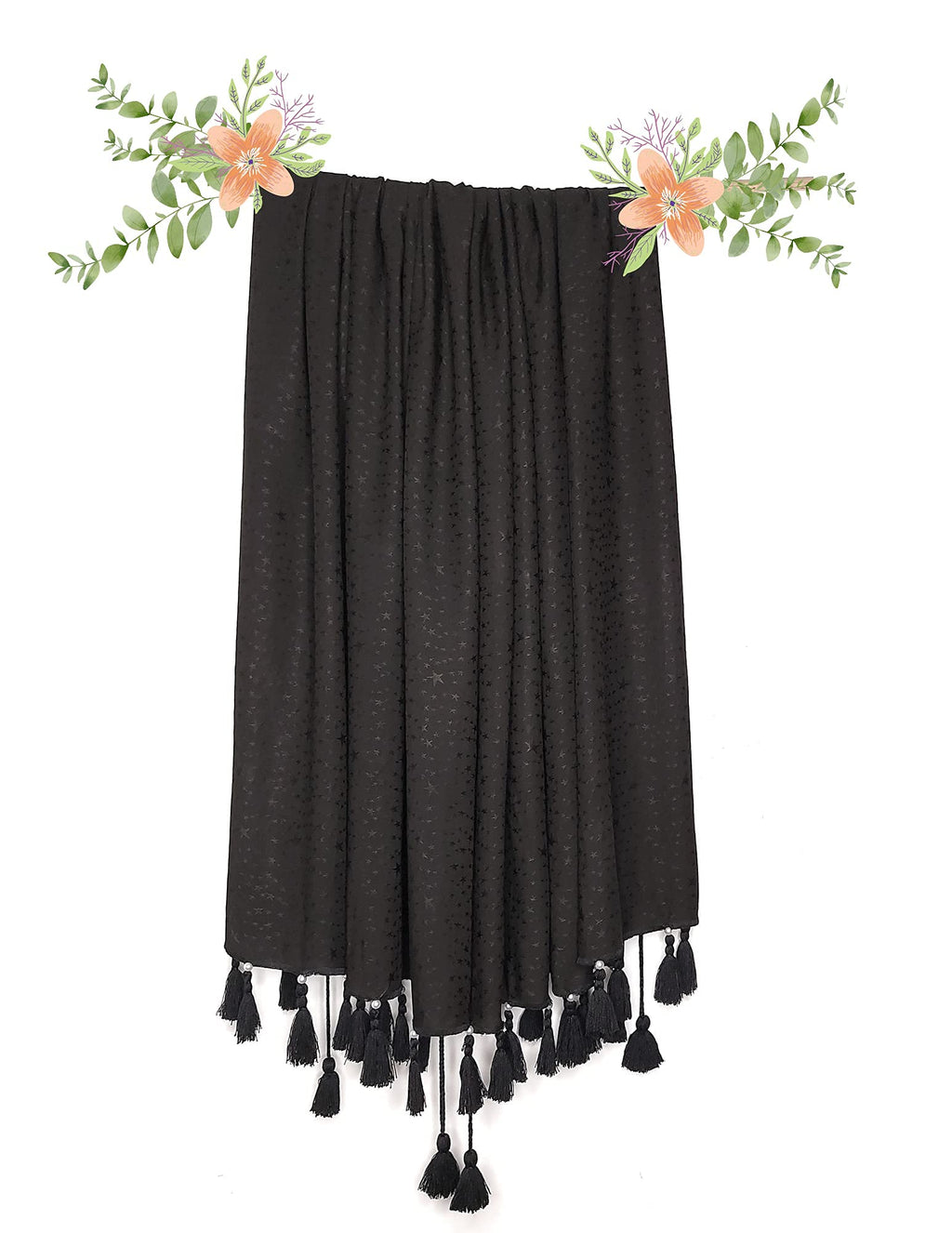Chandwasia Viscose Fabric Scarf Stole Shawl | For Head Covering Neck Draping Shoulder Wrap Travel Casual Daily Use | Viscose Fabric Soft Texture Lightweight Breathable (Black)