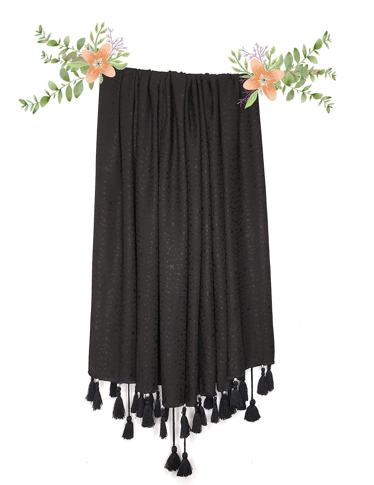 Chandwasia Viscose Fabric Scarf Stole Shawl | For Head Covering Neck Draping Shoulder Wrap Travel Casual Daily Use | Viscose Fabric Soft Texture Lightweight Breathable (Black)