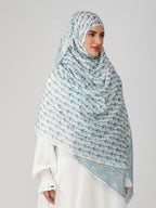 ANAApparels ANA Amal Blue Floral Dupatta | 88 x 43 Inches – Premium Mulmul Cotton | Lace Border | Lightweight, Soft & Breathable