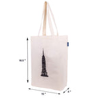 AQVA Blue Bag Collection - Cotton Canvas Tote bag, Reusable Grocery Bag, Cute Bags, Printed Cotton Shopping bag, Beach bags, Gift bags, (Empire State)