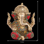 ARTSARA Brass Ganesh Idol Ganesha Vinayak Ganpati Sitting Home Entrance Decor Temple Puja Gift 5.5 Inch Multicolor