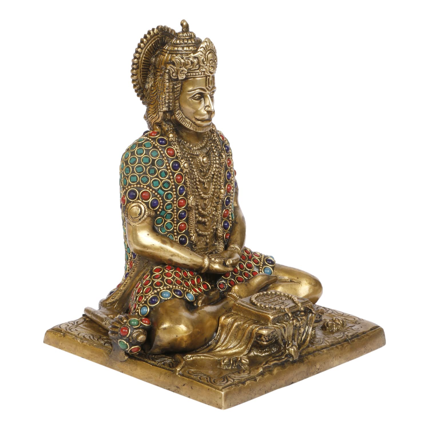 ARTVARKO Brass Lord Hanuman Ji Murti Meditation Bajrangbali Bhagwan Statue for Pooja Gift Living Room Home Décor 8 Inch