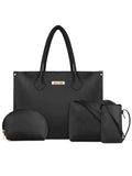 LEGAL BRIBE Women Textured Classic Tote Bag Combo Of 4 (Black)