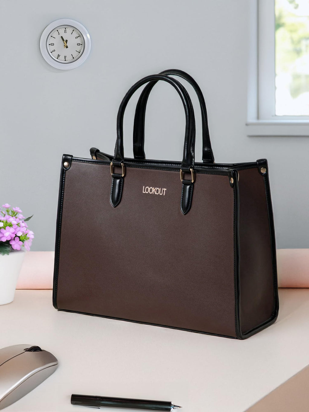 Lookout Fashion Womens Oversized Large Tote Bag, Brown