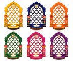 SVM CRAFT® Printed MDF Jharokha Style Tealight Candle Holder | Decorative Tea Light Stand | Traditional Indian Festival Decor for Diwali, Pooja, Home Decoration & Gifting | 2 Layer MDF Design