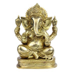 ARTVARKO Brass Lord Ganesha Murti in Blessing Posture Sitting with Modak Big Ganesh Bhagwan Idol Ganpati Metal Statue (Gold 11 Inch 6.6 Kg)