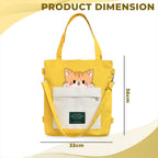 Kraptick Tote Bags – Stylish Shoulder Tote Bag for Everyday Use For Women Compact Reusable Perfect as a Grocery Tote Bag, Shopping Bags for Grocery (Lazy Cat Yellow)