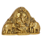 ARTVARKO Brass Gaja Ganesha Idol Ganesh Sitting on Rat with Elephants Wall Hanging Table Top Murti for Home Entrance Temple Puja Gift 7 Inch