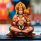 CVANU Wooden Bajrangbali Spiritual Tabletop Showpiece for Home, Office Desk, Temple, Living Room Decor, Religious Gift Item (5.6 x 6 Inch)
