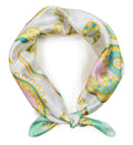 ONE ECHELON Satin Silk Small Neckerchief Square Scarf (Lime and Lemony)