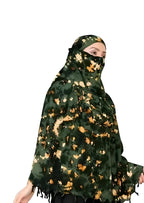 AARKRI SALES Cotton Long Scarf Cum Mask Scarves Usable for Vehicle Driver | White Printed Design | Universal Size | For Girl & Women | Sun Protection Light Weight (Fouji - Golden Forest)