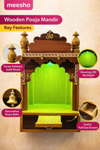 Sanatan Grace DivyaShree Handcrafted Wooden Pooja Mandir for Home & Office
