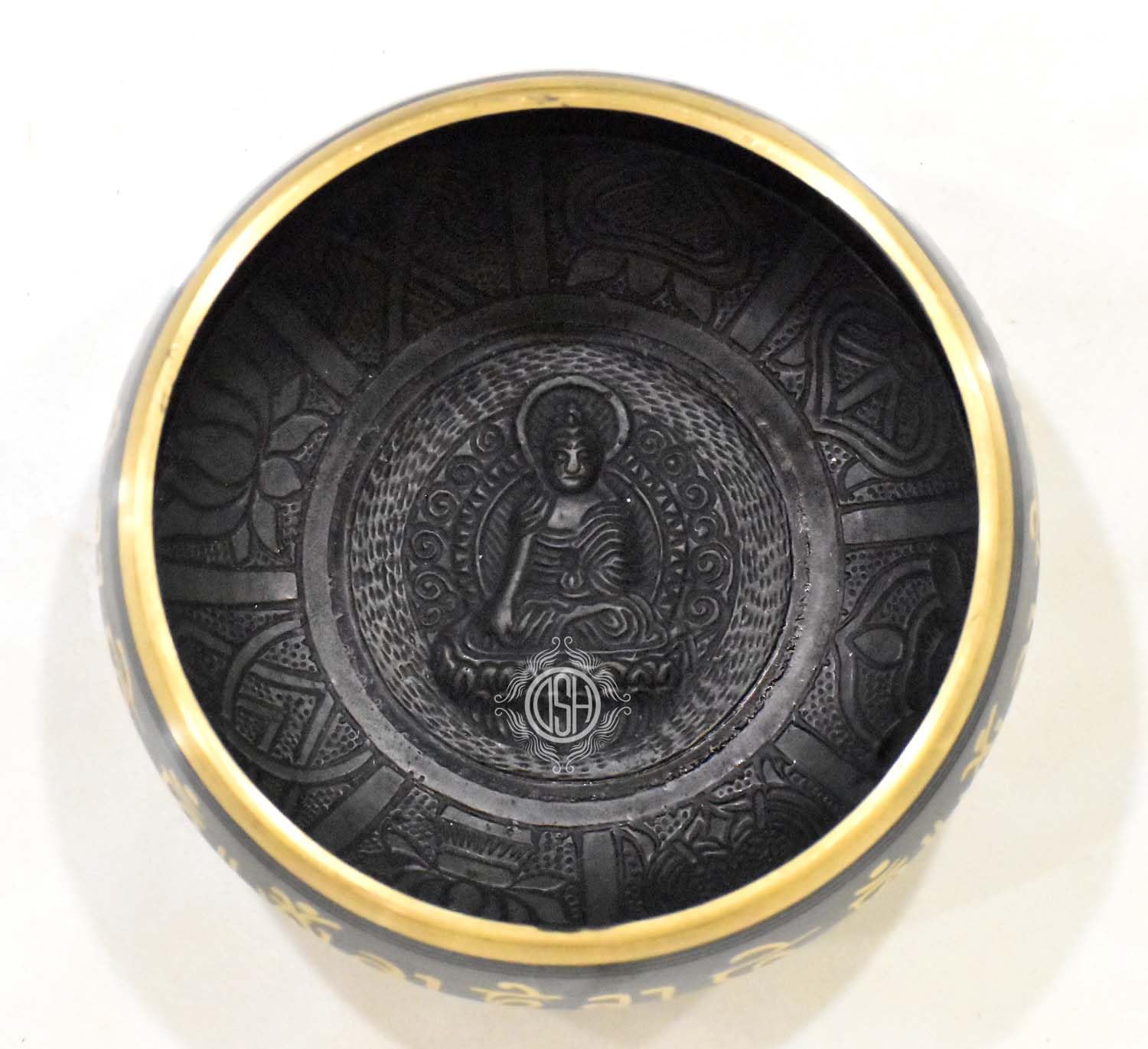 DSH Tibetan Singing Bowl Handcrafted Meditation Sound Bowl Easy To Play Vibration Therapy Praying Bowl.(Black-5.5 inch)