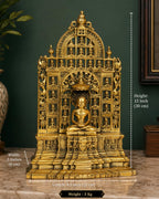 ARTVARKO Pure Brass Mahavir Swami 24 Jain Tirthankar Murti Lord Mahaveer Ji Jain Puja Décor & Gift 12 Inch