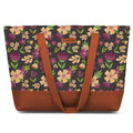 The Purple Tree Handcrafted Women's Tote Bag with Vegan Leather Handles & Indian Prints, Violet Magic Shoulder Tote, Handbag for Office and College, Oversized Tote Bag