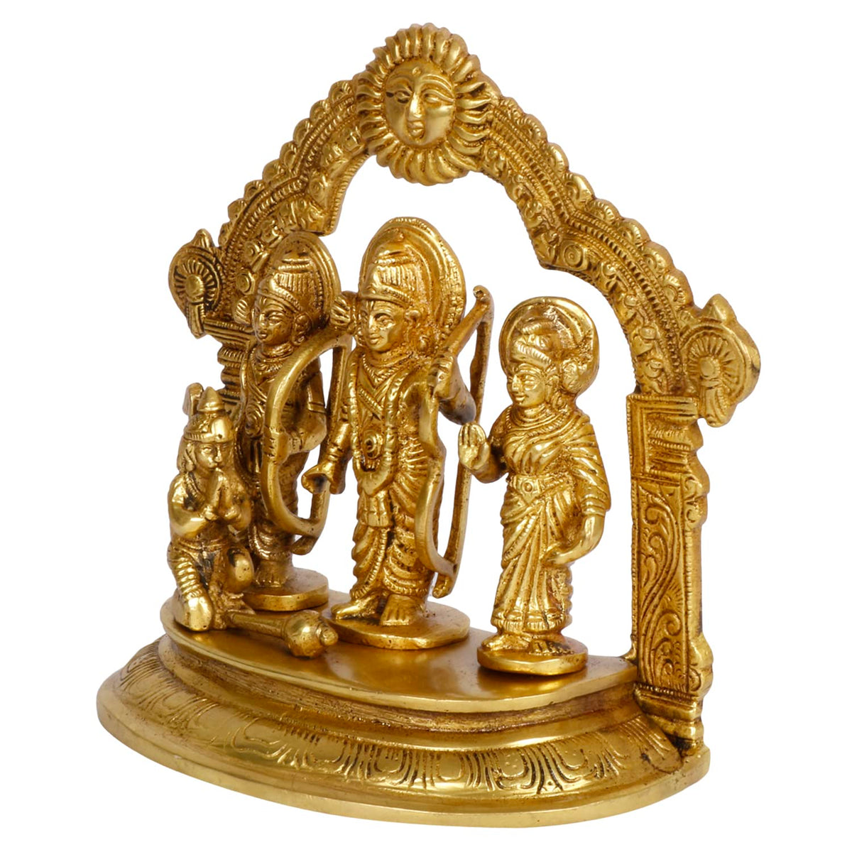 ARTVARKO Brass Ram Sita Laxman Hanuman Statue Sculpture Ram Darbar Idol Murti Height 7 Inches