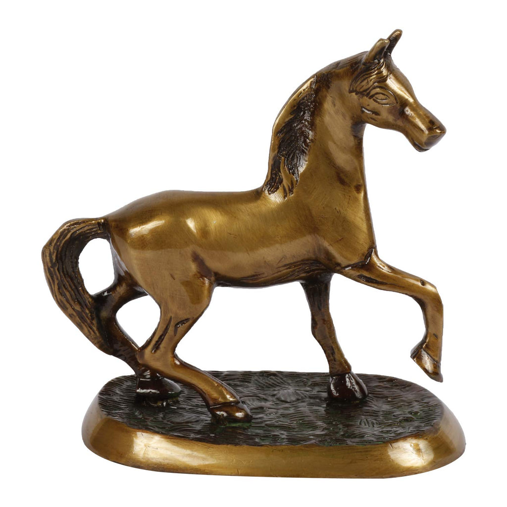 ARTVARKO Running Horse Statue Brass Animal Feng Shui Home Office Decor Showpiece Paper Weight Good Luck for Success and Prosperity.