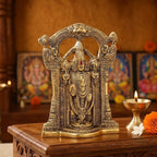 KridayKraft Tirupati Balaji Idol, Decorative Aluminium Gold Finish Lord Venkateswara Statue for Office, Home Temple, 24 x 17 cm