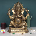 ARTVARKO Big Brass Ganesh Bhagwan Idol Ganesha Statue Ganpati Murti for Home Entrance Decor Diwali Gift Height 15 Inch