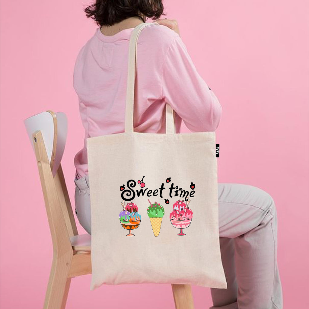 VVWV Printed Tote Bag | 100% Organic Cotton Shopping | Grocery Tote Bag | Women Office College Grocery | Vegetable Bags Market, Canvas Bag 15kgs Capacity (13 x 15.7 Inch)