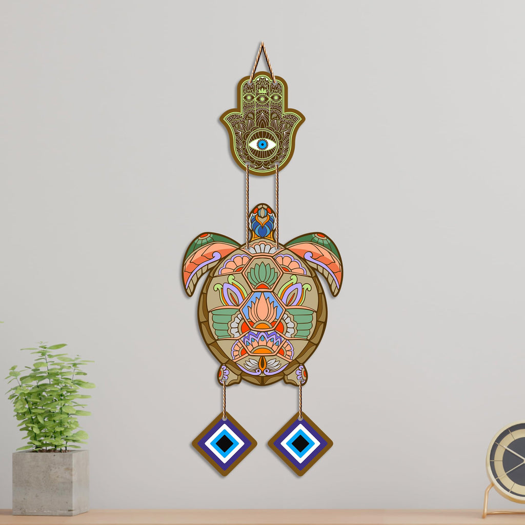 Artvibes Artistic Turtle Wall Hanging for Home Entrance | Nazar Battu MDF Decorative Wall Decor | Vastu Inspired Art for Living Room | Balcony | Office & Hallway | Lucky Charm Gift Item (WH_8543N)