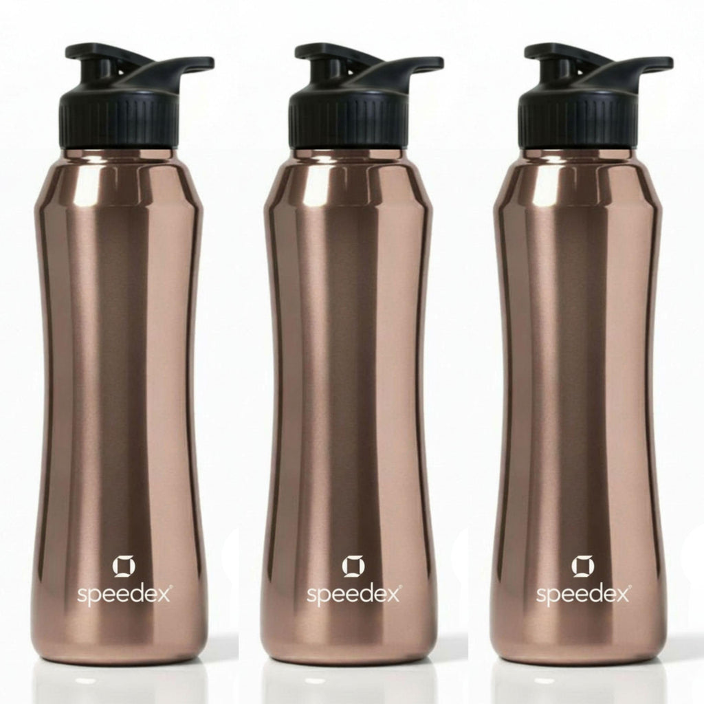 Speedex Stainless Steel Water Bottle 1 Ltr, Leak Proof Sipper Cap, BIS Approved 1000 ml Metal Bottle For Daily, Office, School, Gym, Travel Use for Men, Women, Kids, Adults, Copper Gold, Set of 3
