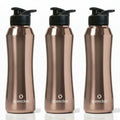 Speedex Stainless Steel Water Bottle 1 Ltr, Leak Proof Sipper Cap, BIS Approved 1000 ml Metal Bottle For Daily, Office, School, Gym, Travel Use for Men, Women, Kids, Adults, Copper Gold, Set of 3