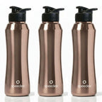 Speedex Stainless Steel Water Bottle 1 Ltr, Leak Proof Sipper Cap, BIS Approved 1000 ml Metal Bottle For Daily, Office, School, Gym, Travel Use for Men, Women, Kids, Adults, Copper Gold, Set of 3